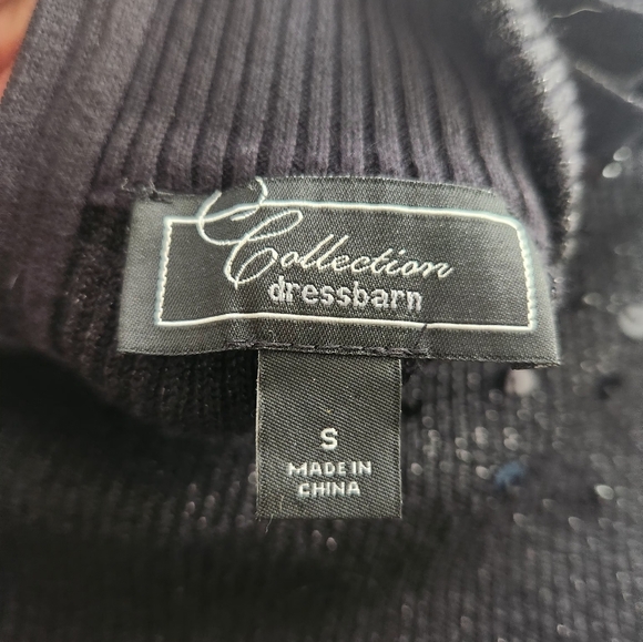 EUC Dress Barn black beaded/mesh mock turtle neck sleeveless Small - Picture 4 of 5